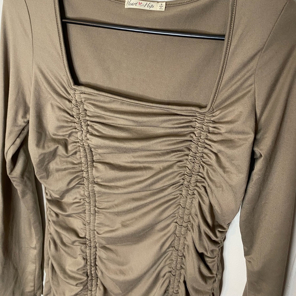 Green Ruched Mini Dress - Picture 2 of 6